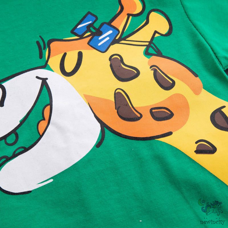 Set Đồ 2 Món Áo Thun Tay Ngắn In Họa Tiết Hoạt Hình + Quần Short Phong Cách Hàn Quốc Cho Bé Trai