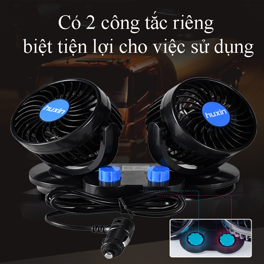 Quạt, Quạt Mini Đôi Ô Tô Xoay 360 Độ Thông Minh, Quạt Để Bàn Làm Việc Mila Store