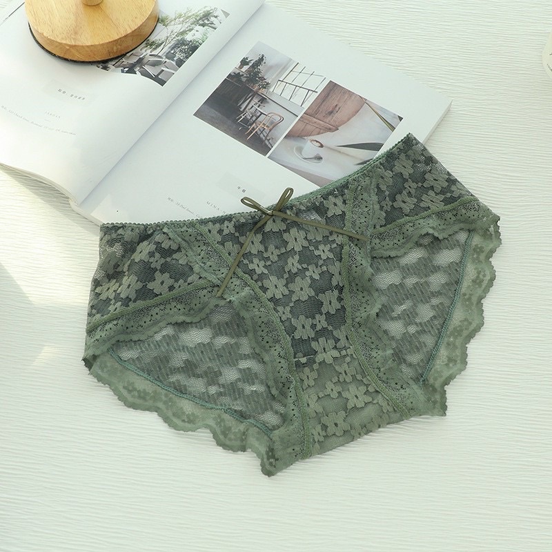 Quần lót nữ ren thông hơi cao cấp kháng khuẩn mềm mại thoáng mát viền ren mix nơ dây Q2654