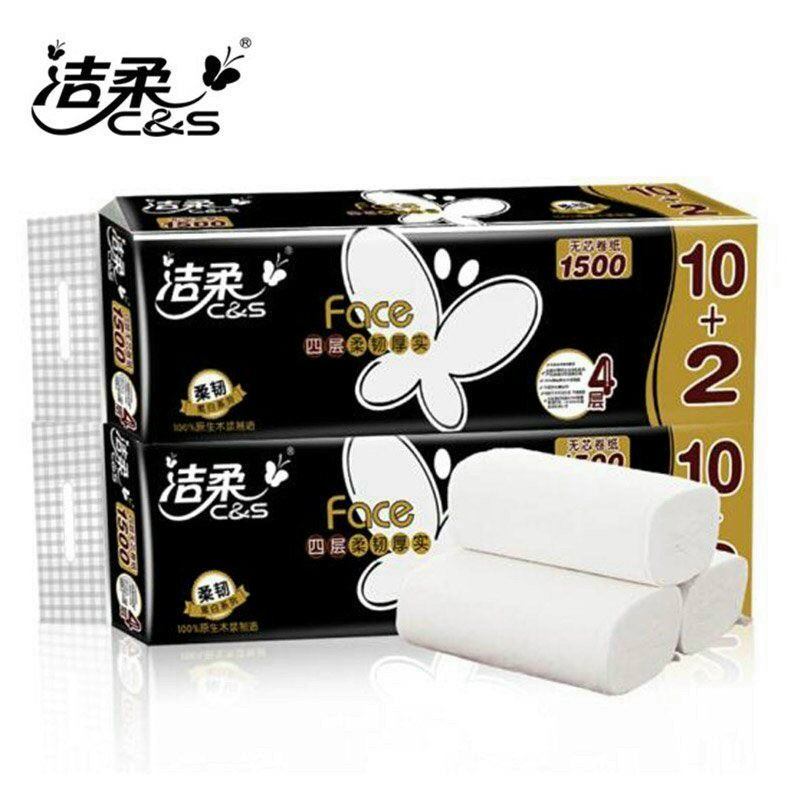 Lốc 12 cuộn giấy vệ sinh không lõi cao cấp Face - giấy 4 lớp - dày, mịn