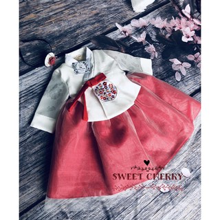 hanbok váy  đỏ cho bé(ảnh thật )