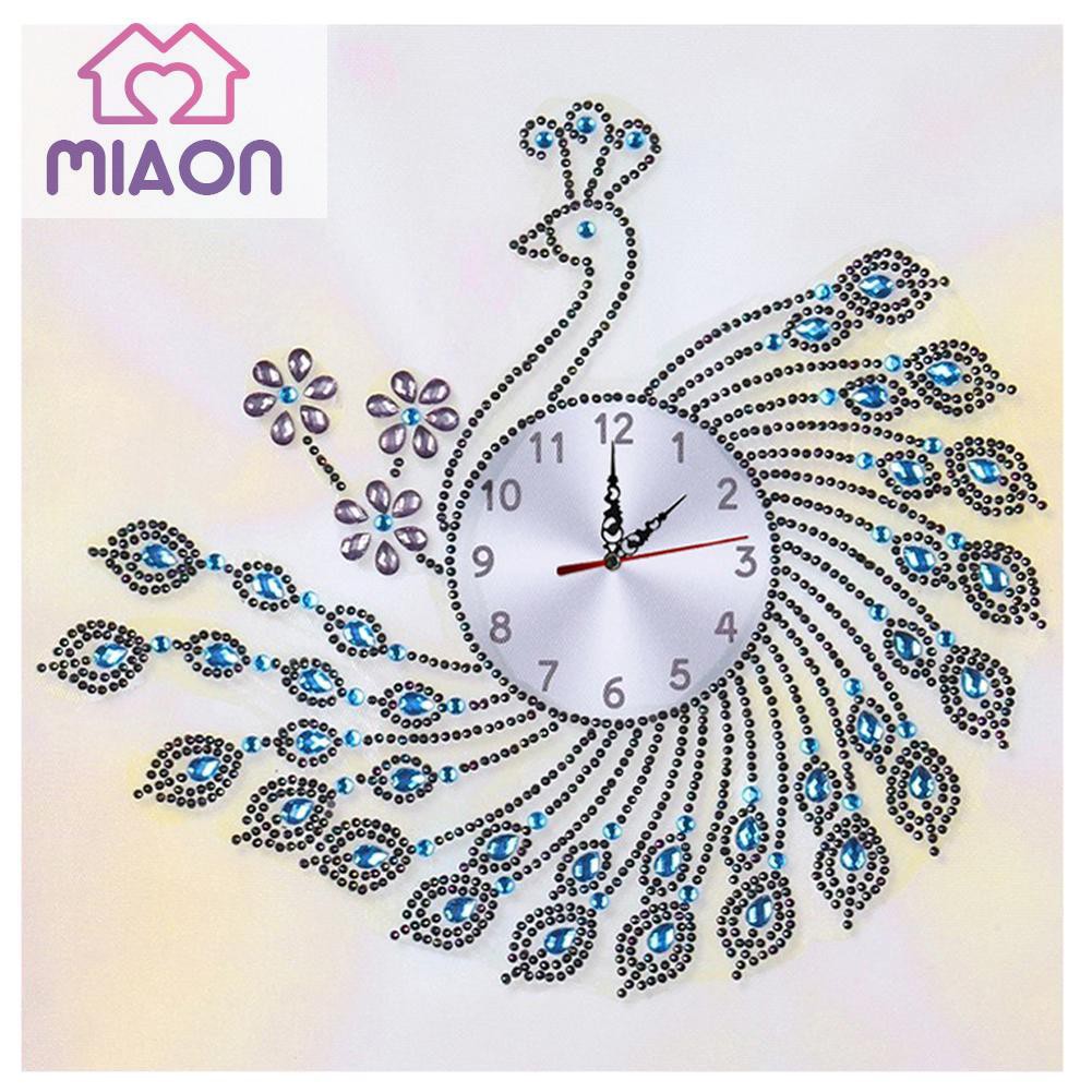 Yesheng DIY Peafowl Special Shaped Diamond Painting Cross Stitch Clock Home Decor
