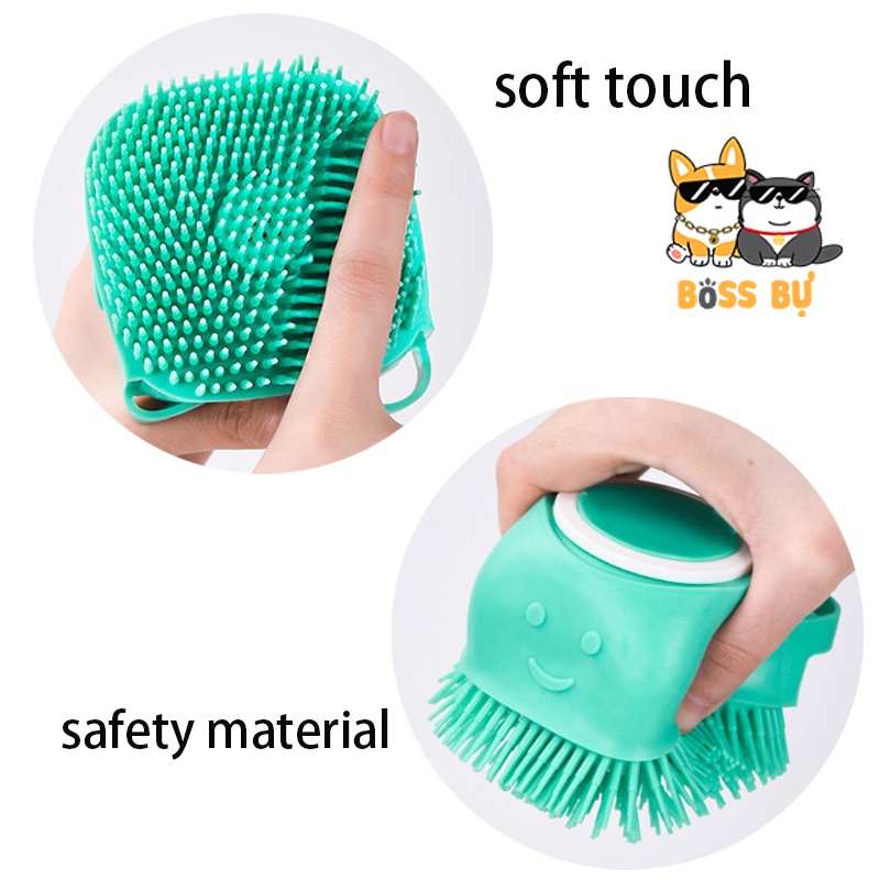 Bàn Chải Silicon Tắm Chó Mèo Kích Thước 8.5x7.9x5.5CM, Massage Body, Chịu Nhiệt Tốt - Boss_Bu