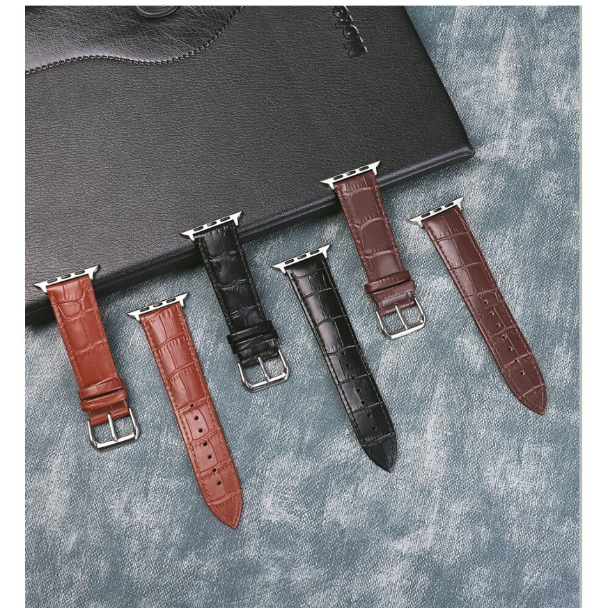 Dây Apple Watch ♥️FREESHIP♥️ da cá sấu Genuine Leather dùng cho series 1/2/3/4/5/6/SE size 38/40mm và 42/44mm