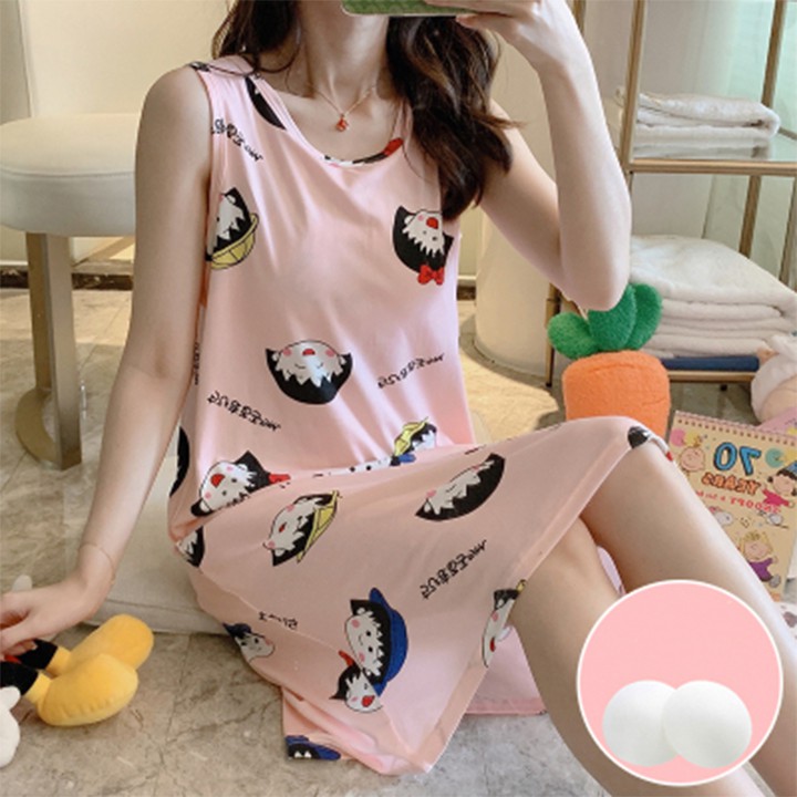 [CÓ ĐỆM NGỰC] Váy Ngủ, Váy Mặc Nhà Sát Nách - Mềm, Nhẹ - Thoải Mái - Phong Cách Hàn | BigBuy360 - bigbuy360.vn