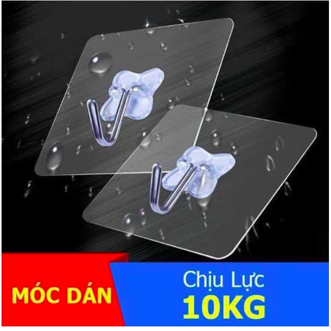 SET 20 Móc Dán Tường Chịu Lực - Móc Dán Tường Siêu Dính Trong Suốt Kích Thước 6x6cm - Có bán lẻ SET 5 và SET 10 cái