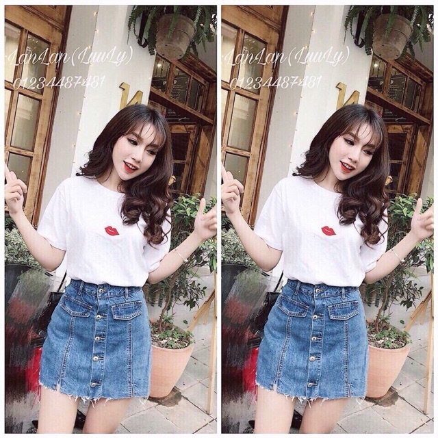 váy jean nữ phối