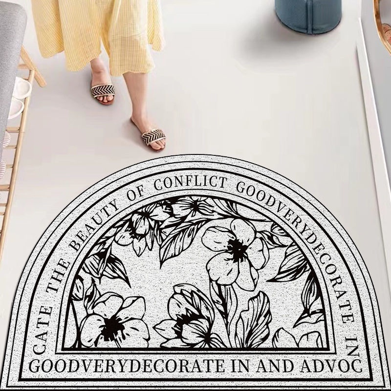 Thảm Lót Cửa Bằng Lụa Kiểu Nhẫn Chống Bẩn Phong Cách Bắc Âu Thảm Dày Bán Nguyệt Thảm Cửa Nhà