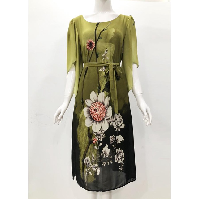 ROMI - Thời Trang Trung Niên - Đầm Voan Dự Tiêc Dáng Dài Tay Cánh Tiên In Hoa Lớn Bigsize 3348 3269 3265 3285 3205