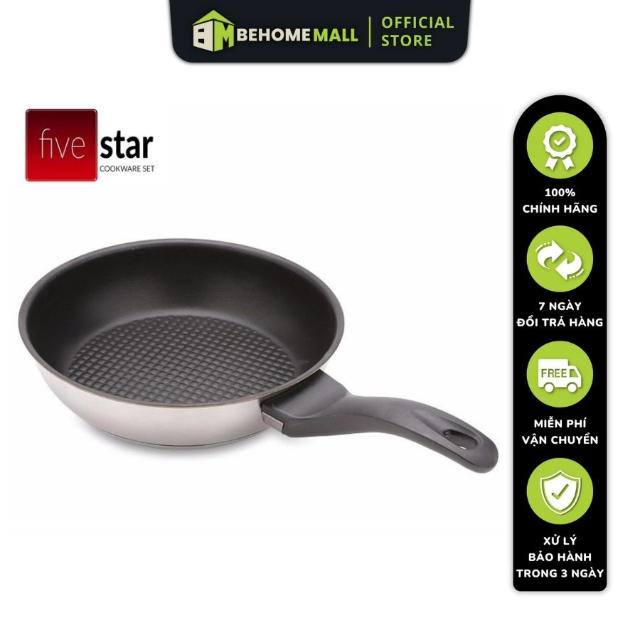 Chảo chống dính 3 đáy inox 430 Fivestar BEHOMEMALL chảo chống dính bếp từ (16cm/20cm/22cm/24cm/26cm/28cm)