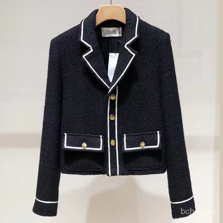 áo khoác cổ điển thu đông 2021 dáng ngắn khuy cài cổ vest | BigBuy360 - bigbuy360.vn