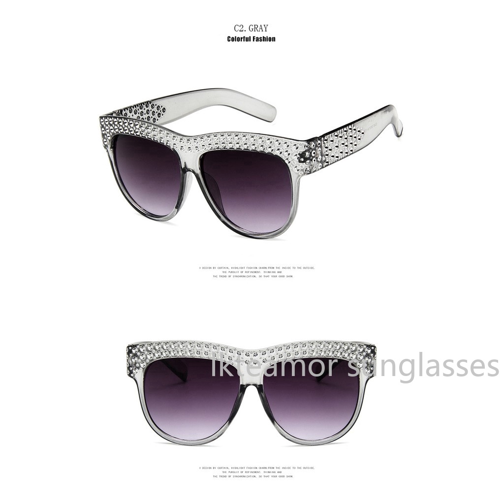 Kính mát gọng vuông đính đá lấp lánh thời trang cho nữ