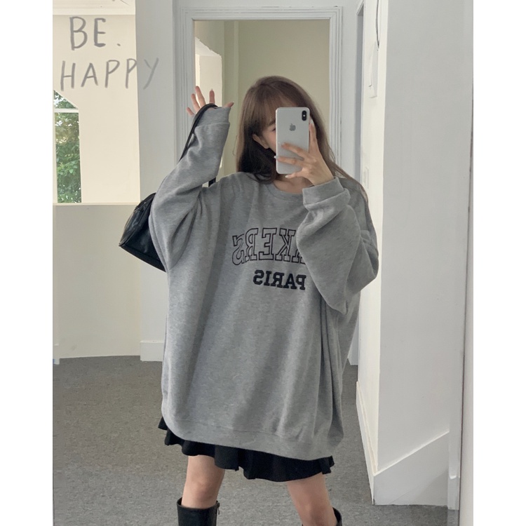Áo nỉ tay dài in chữ thời trang Hàn Quốc 3 màu lựa chọn | BigBuy360 - bigbuy360.vn