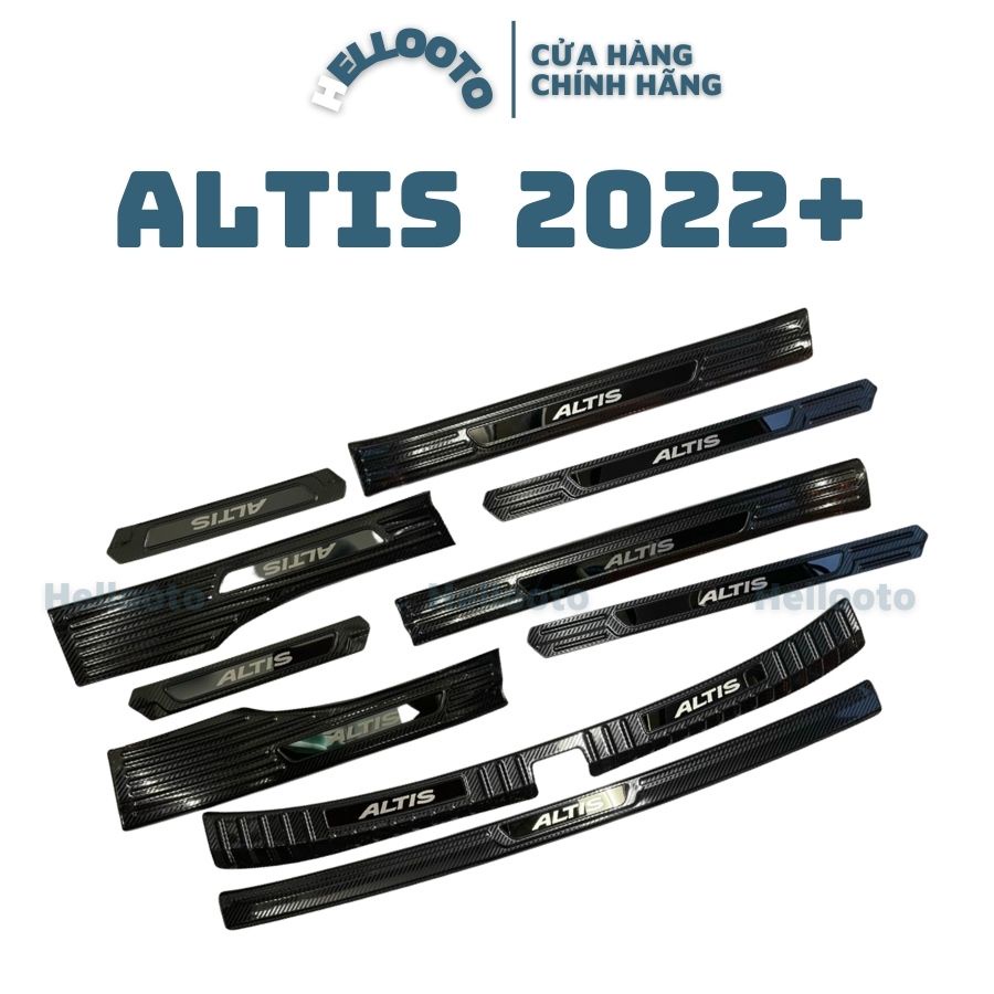 Nẹp bậc cửa, chống trầy cốp xe Toyota Altis 2022 2023 mẫu carbon cao cấp + tặng kèm keo tăng dính