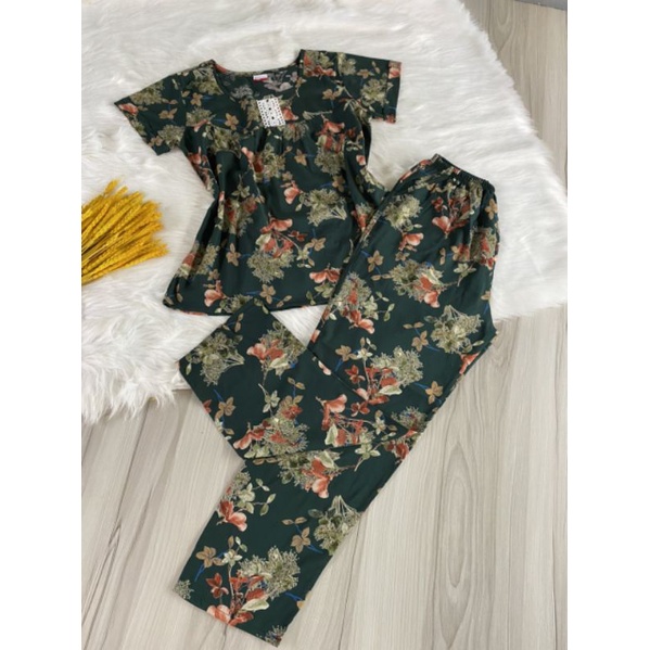 Bộ lanh (tole) nhung trung niên nữ quần dài tay lở. Đồ bộ cho mẹ