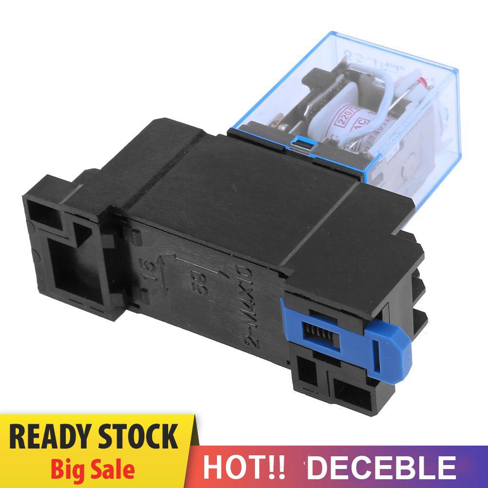 deceble 220V 10A LY2NJ Mini 8 Pin Coil Power Electric Relay With Socket Base Black