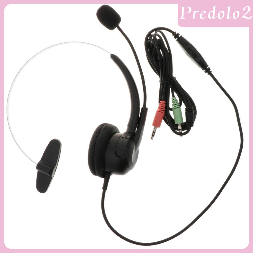 [PREDOLO2] 3.5mm Call Center Telephone Headphone w/ Noise Cancelling Monaural Headset