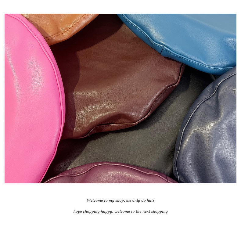 Mũ nồi da màu trơn phong cách Hàn Quốc thời trang thu đông cho nữ