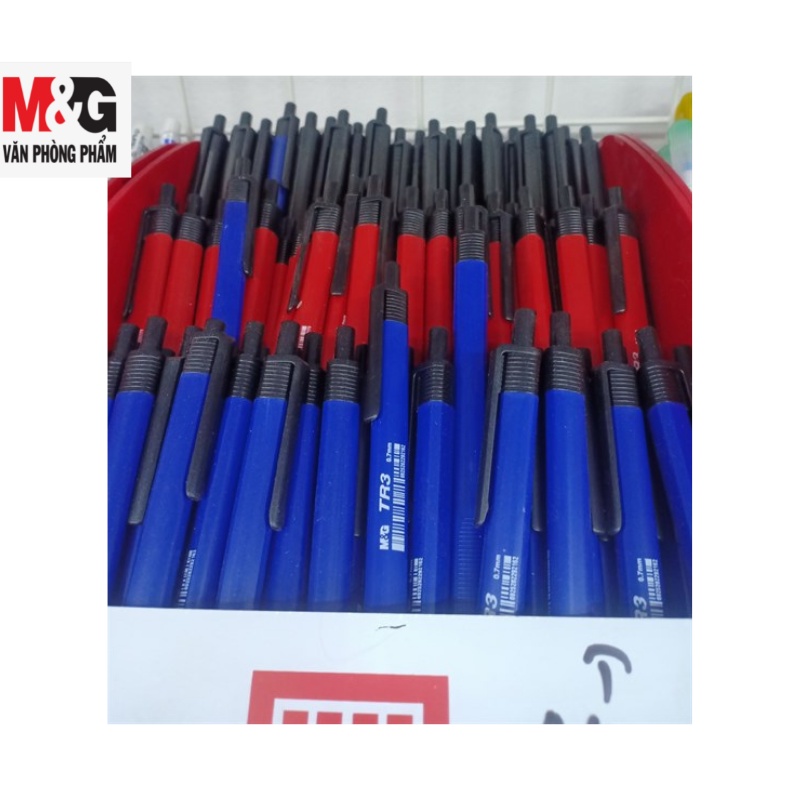Bút bi M&G ABPW3072A/B/C màu đen, xanh, đỏ. Đầu 0.7 trên cây viết ghi TR3. 1 cây