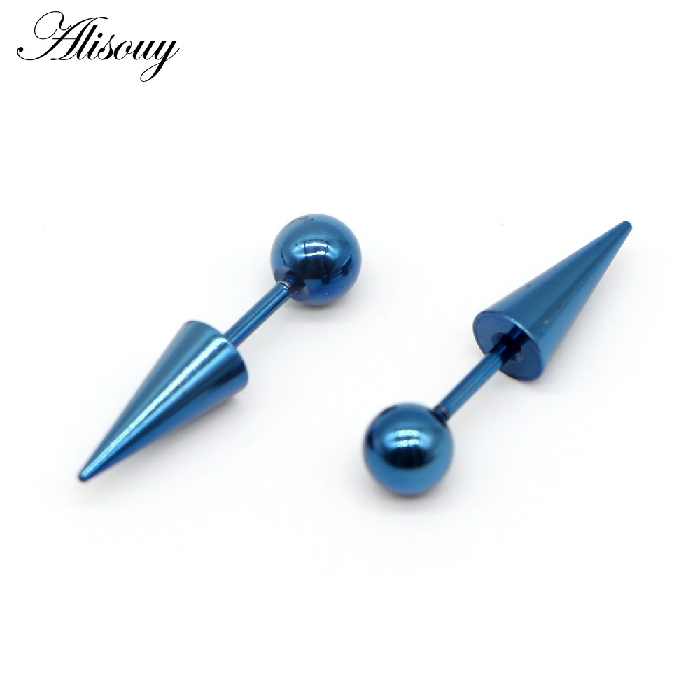 Alisouy Set 2 Khuyên Tai Tròn Đường Kính 6mm Bằng Thép Không Gỉ 6 Màu Cho Nam