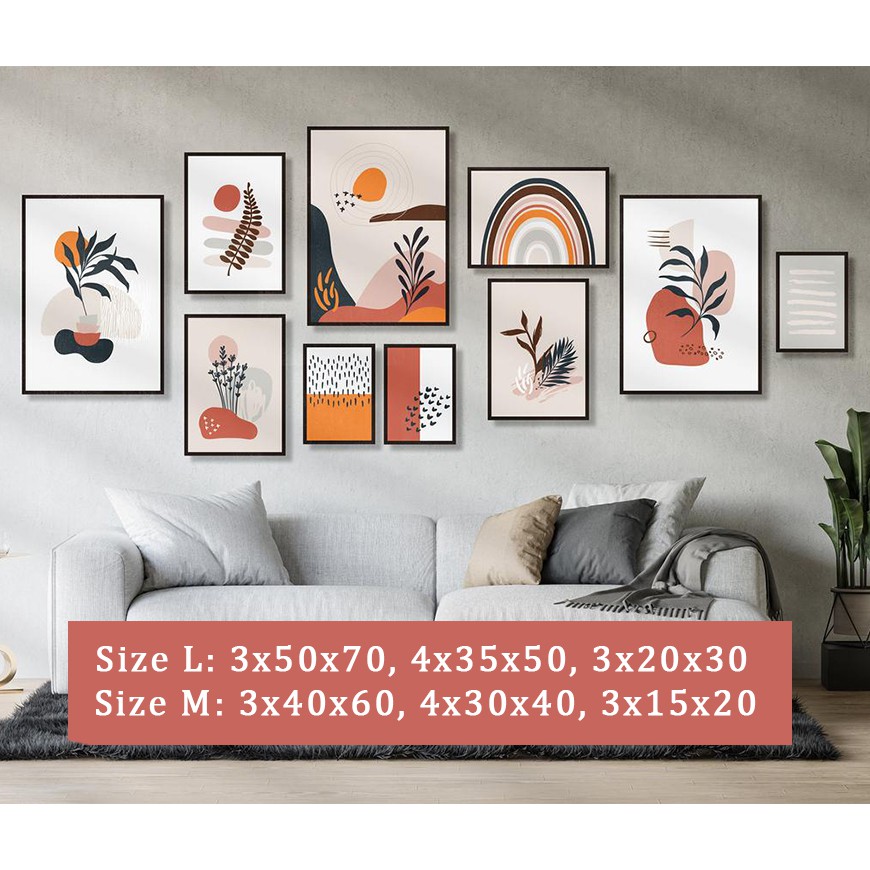 SET 10 TRANH TREO TƯỜNG PHÒNG KHÁCH - 🔥TIỆM TRANH 91🔥 - TRANH CANVAS Bắc Âu, tranh trang trí decor, tặng kèm đinh treo