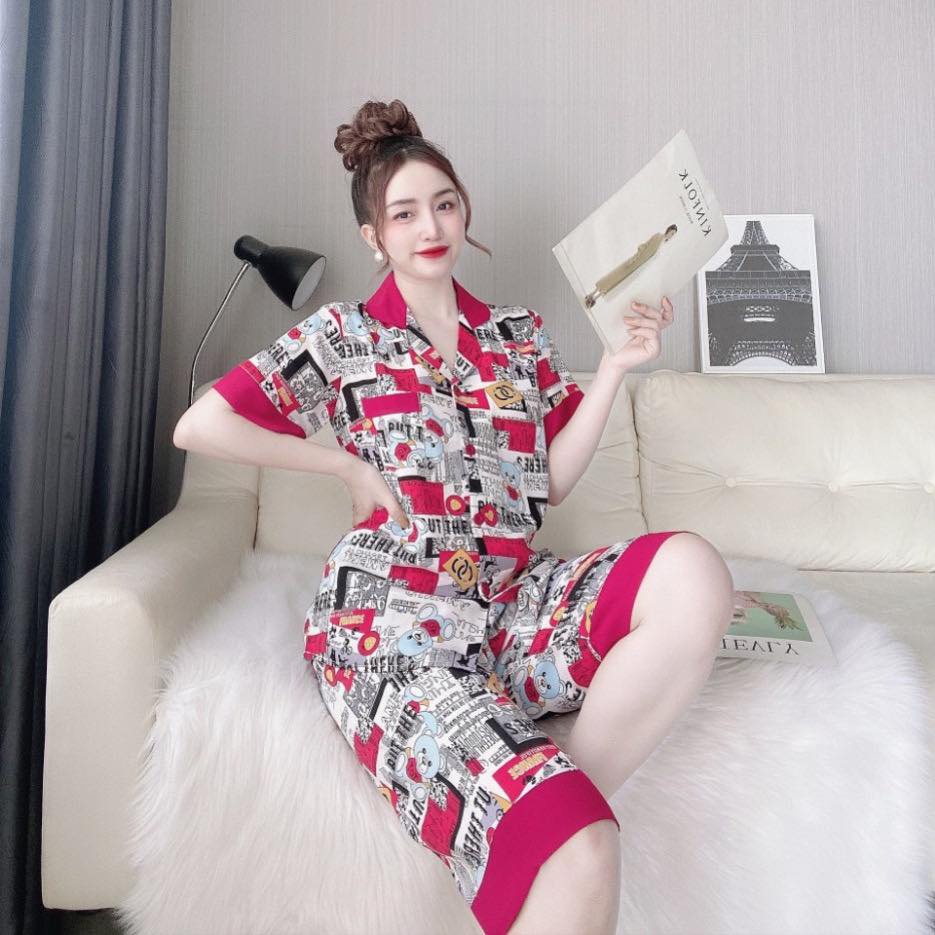 Đồ Pijama Nữ LATO, Đồ Bộ Mặc Nhà Nữ Cao Cấp Quần Lửng Thời Trang Lụa Mềm Đẹp Ngắn Tay Dưới 60kg | BigBuy360 - bigbuy360.vn