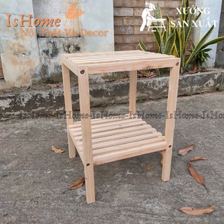 Kệ gỗ tab đầu giường 2 tầng tự lắp ráp - gỗ thông tự nhiên mới 100%