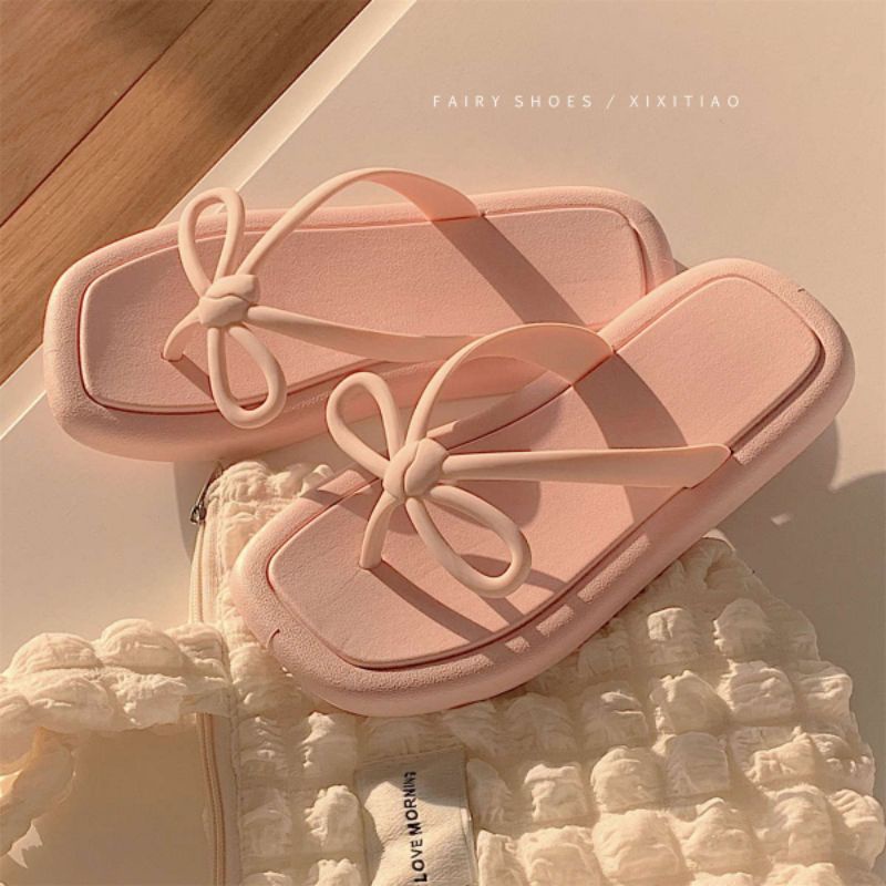 Dép tông nữ đi biển thắt nơ đế casu mẫu mới 2023 T2