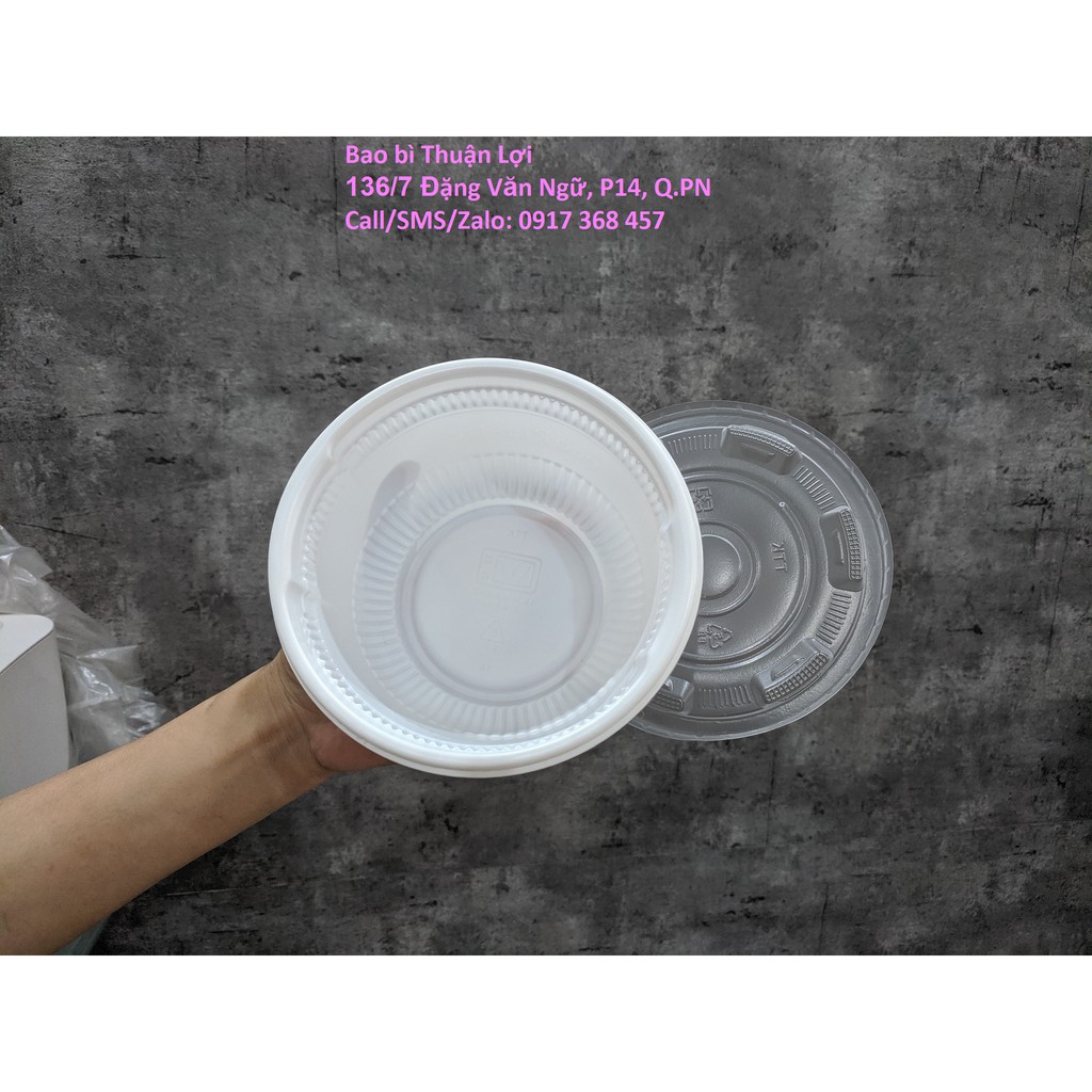 Tô nhựa 700ml (KÈM NẮP) màu [TRONG / TRẮNG SỮA] :đựng thực phẩm NÓNG / LẠNH [Lốc 25 cái] | BigBuy360 - bigbuy360.vn