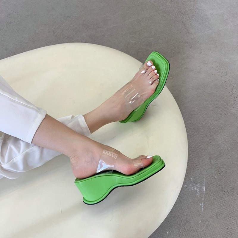 Dép đế xuồng IELGY phối quai trong suốt thời trang cho nữ