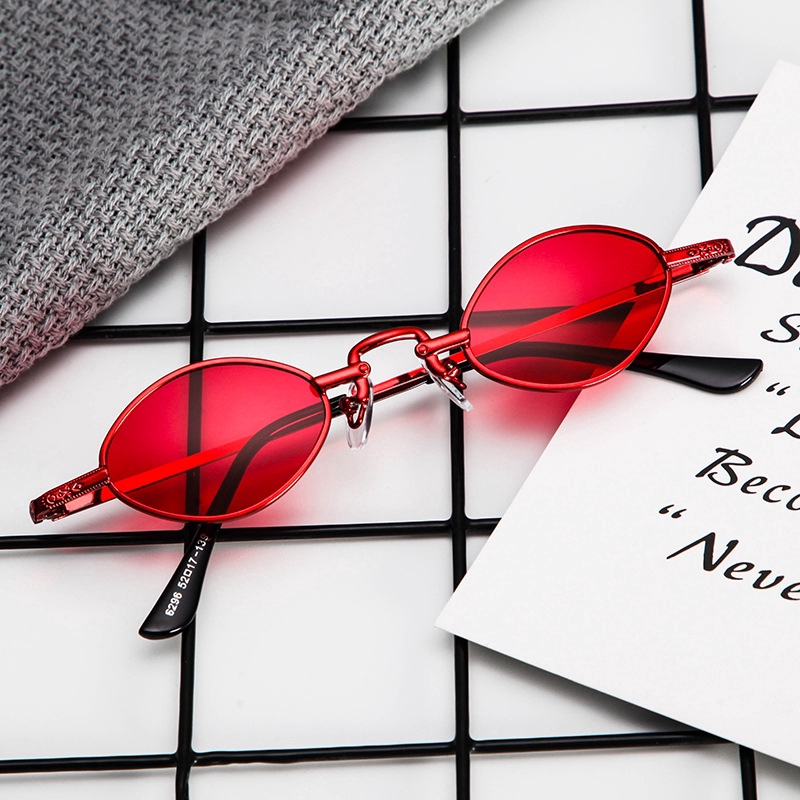 Kính mát Thời trang kim loại hình bầu dục Nam và Mỹ