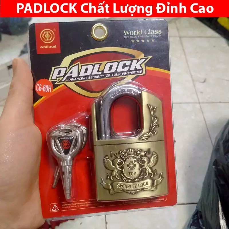 ổ Khóa Chống cắt Bẻ Khóa PadLock Vân Đồng loại Lớn size 60mm - Hàng tốt