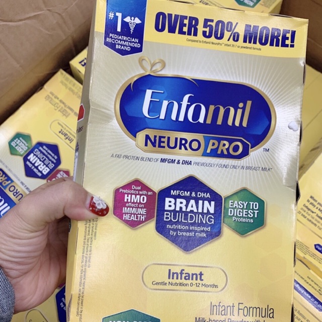 Sữa bột Enfamil Neuro Pro NON-GMO Infant Formula 890g của Mỹ (Hộp giấy)