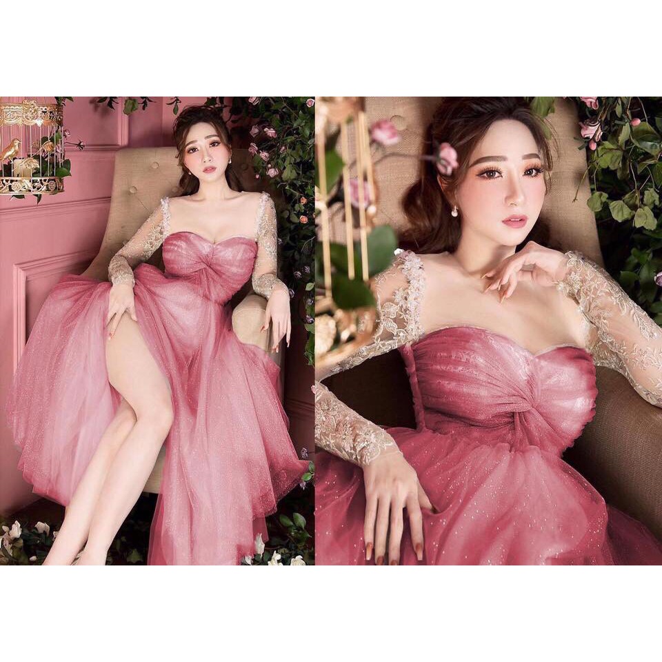 ẢNH VÀ VIDEO THẬT 1000% đầm nhũ kim tuyến phối tay ren