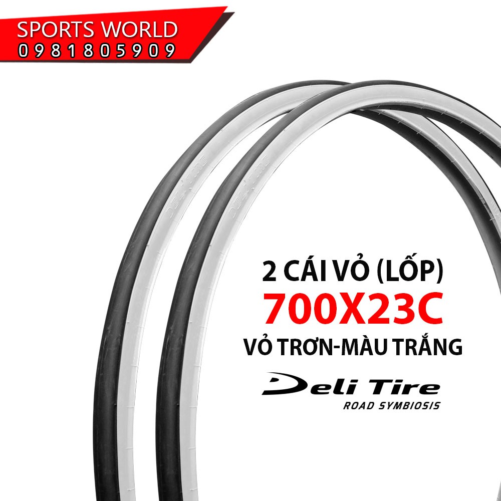 2 cái vỏ xe đạp 700x23 (23-622) vỏ trơn SA-205 DELI-TIRE lốp xe đạp