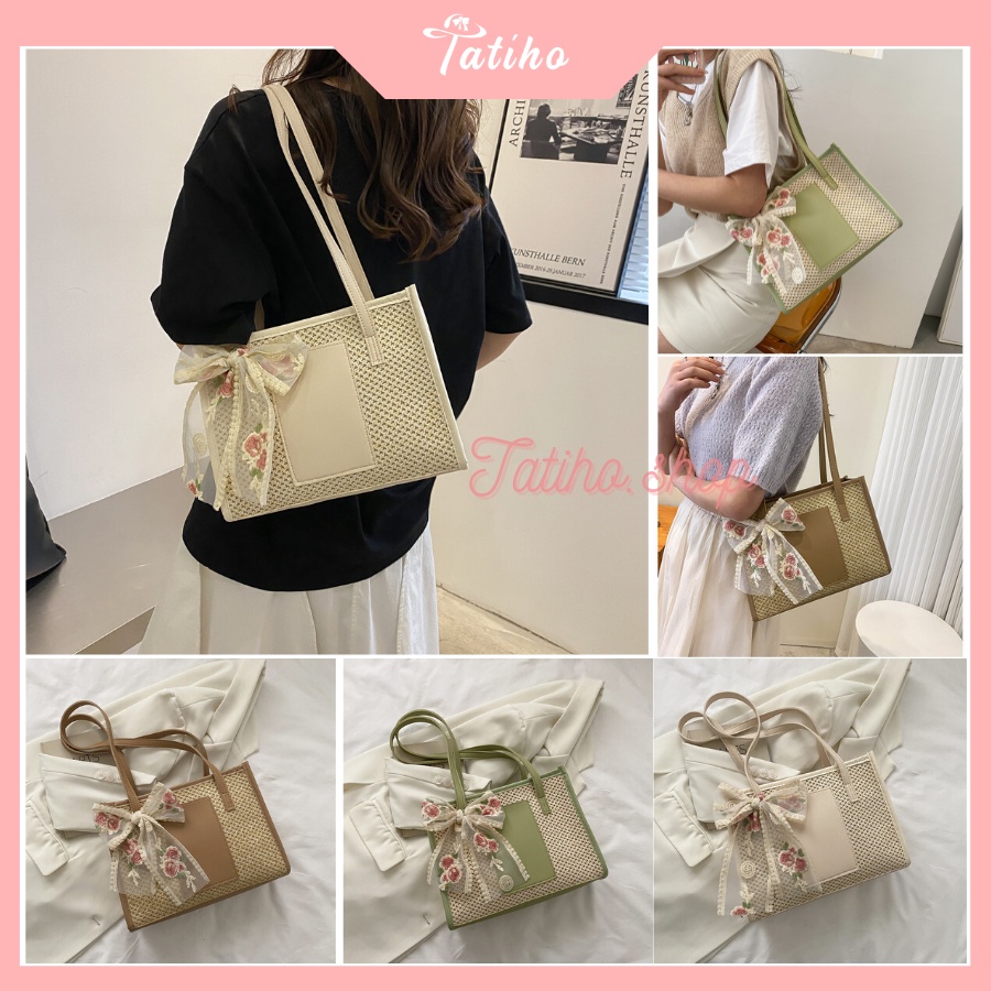 Túi Kẹp Nách (Túi Xách Nữ) Đẹp Thiết Kế Thời Trang Trẻ Trung Công Sở Chất Liệu Cói - Tatiho - Mã TUI61
