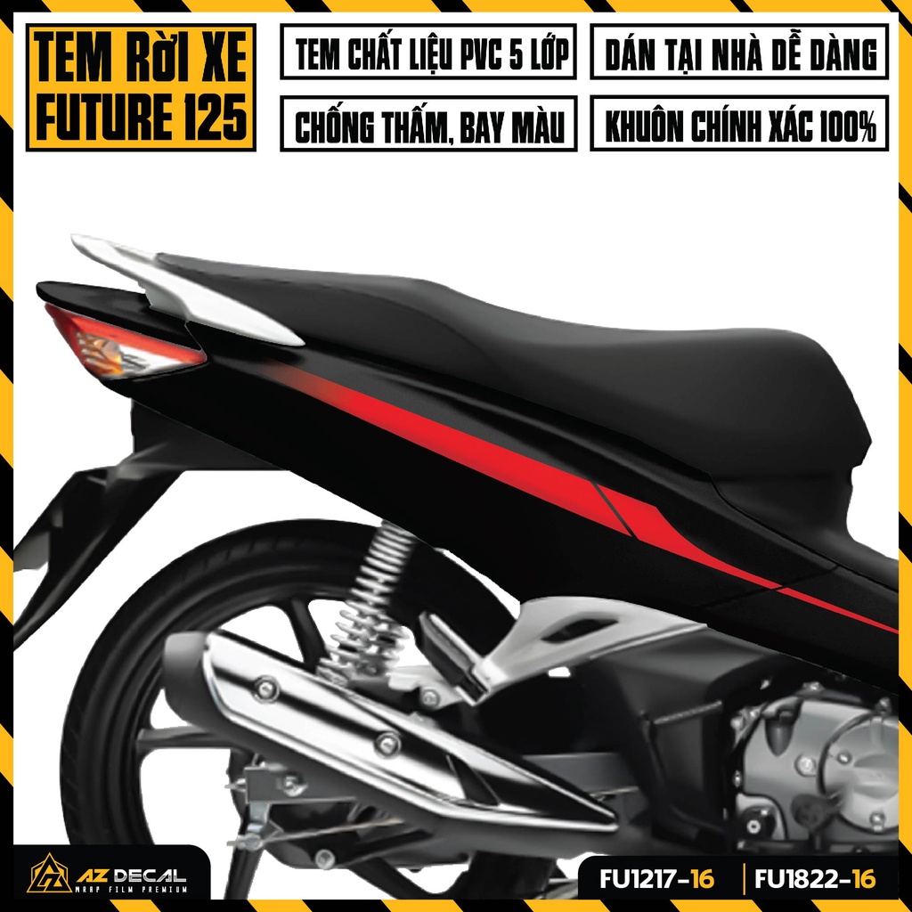 Tem Dán Xe Future 125 Đời 2012 - 2022 Mẫu Tem Chỉ Tinh Tế | FU-16 | Team Decal Future FI Màu Đỏ Trắng Đỏ Đen Đẹp
