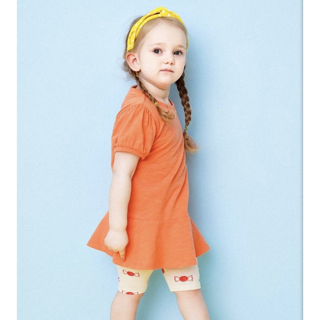 Áo váy cotton xước bé gái in chữ Hej cherry. HA2892