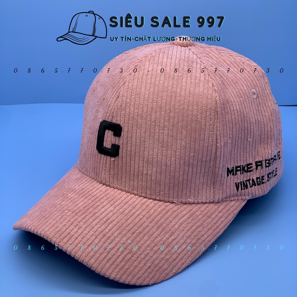 NÓN KẾT NHUNG GÂN CHỮ C NHIỀU MÀU THỜI TRANG