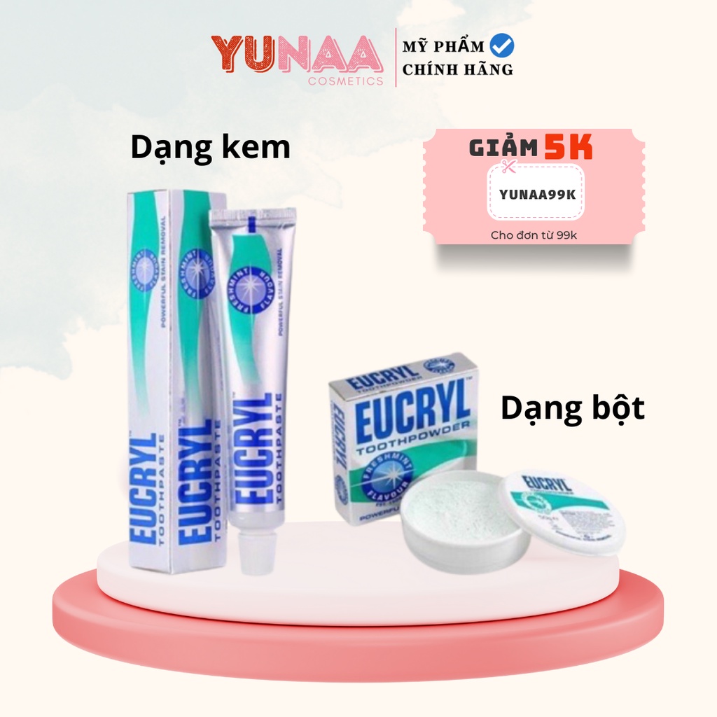 Combo KEM BỘT đánh tẩy trắng răng Eucryl Anh