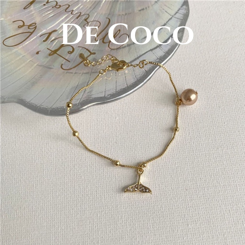 [Mã FAMAYFA giảm 10K đơn 50K] Lắc tay đuôi cá đính 1 hạt trai hồng De Coco | BigBuy360 - bigbuy360.vn