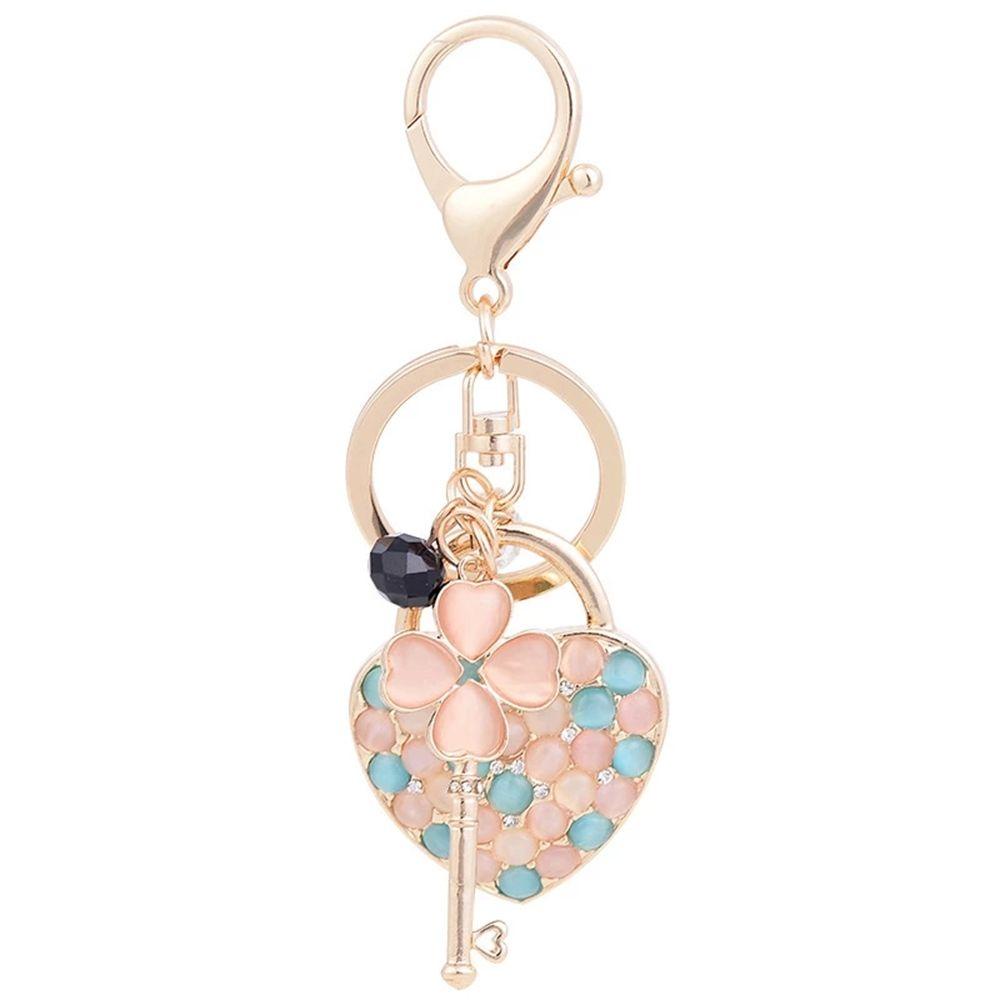 QUINTON Simple|Key Pendant Car Accessories Keys Holder Love Heart Keychain Packaging Decoration Interior Accessories Fashion Metal|Backpack Pendant Women's Bag Charm Key Ring/Multicolor