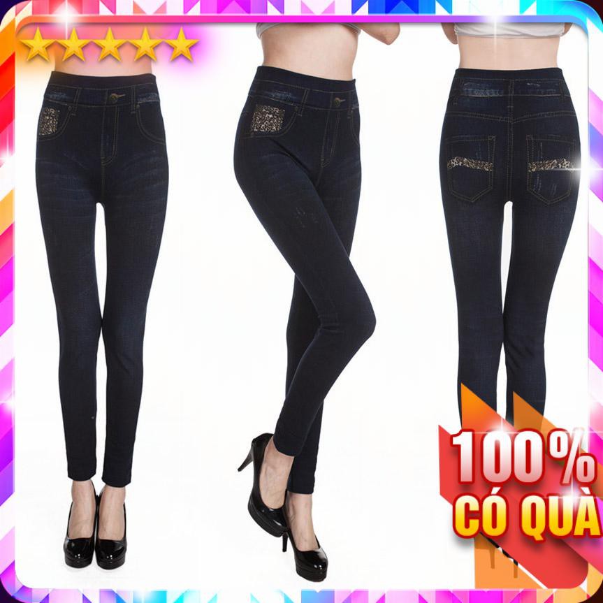 Quần Legging Chất Vải Cotton Co Giãn Yoga Gym Jean In Cá Tính