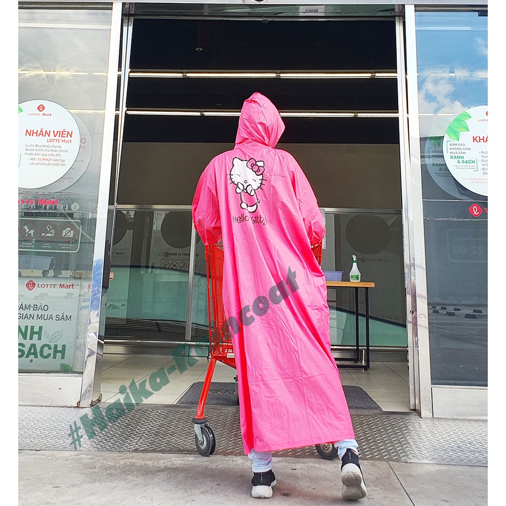 Xưởng Áo mưa Măng tô Dây kéo Hello Kitty  - Áo mưa hoạt hình Cute/Chất liệu PVC siêu bền Đài Loan