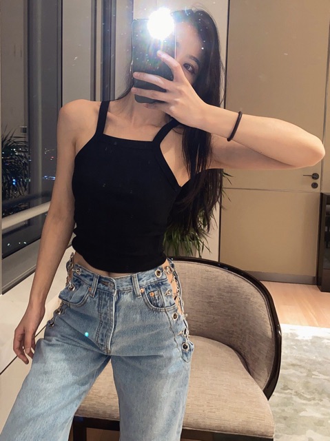 Croptop yếm thun gân, croptop yếm