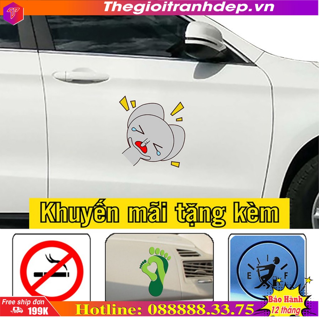 Decal trang trí xe icon, tem xe ô tô cảm xúc nhiều mẫu