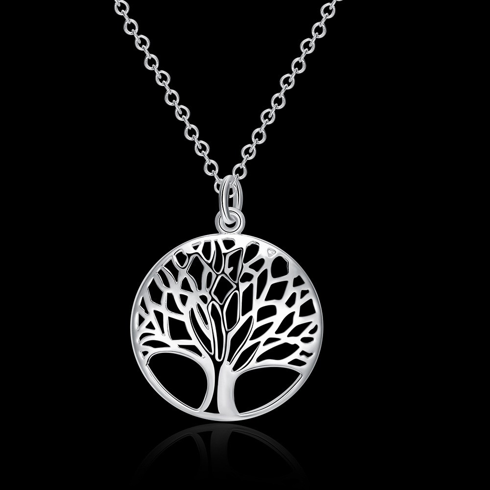 925 Jewelry Silver Color Necklaces The Tree of Life Pendant Necklace