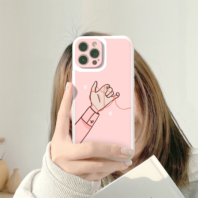Ốp iphone - Ốp lưng iphone cạnh vuông viền camera Dây tơ hồng dành cho ip 6 đến 14promax - ng077