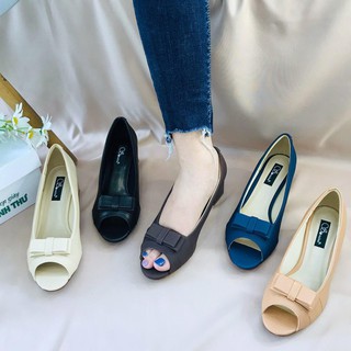 [shop giay minh thu] Giày 5cm hở mũi đính nơ MT288