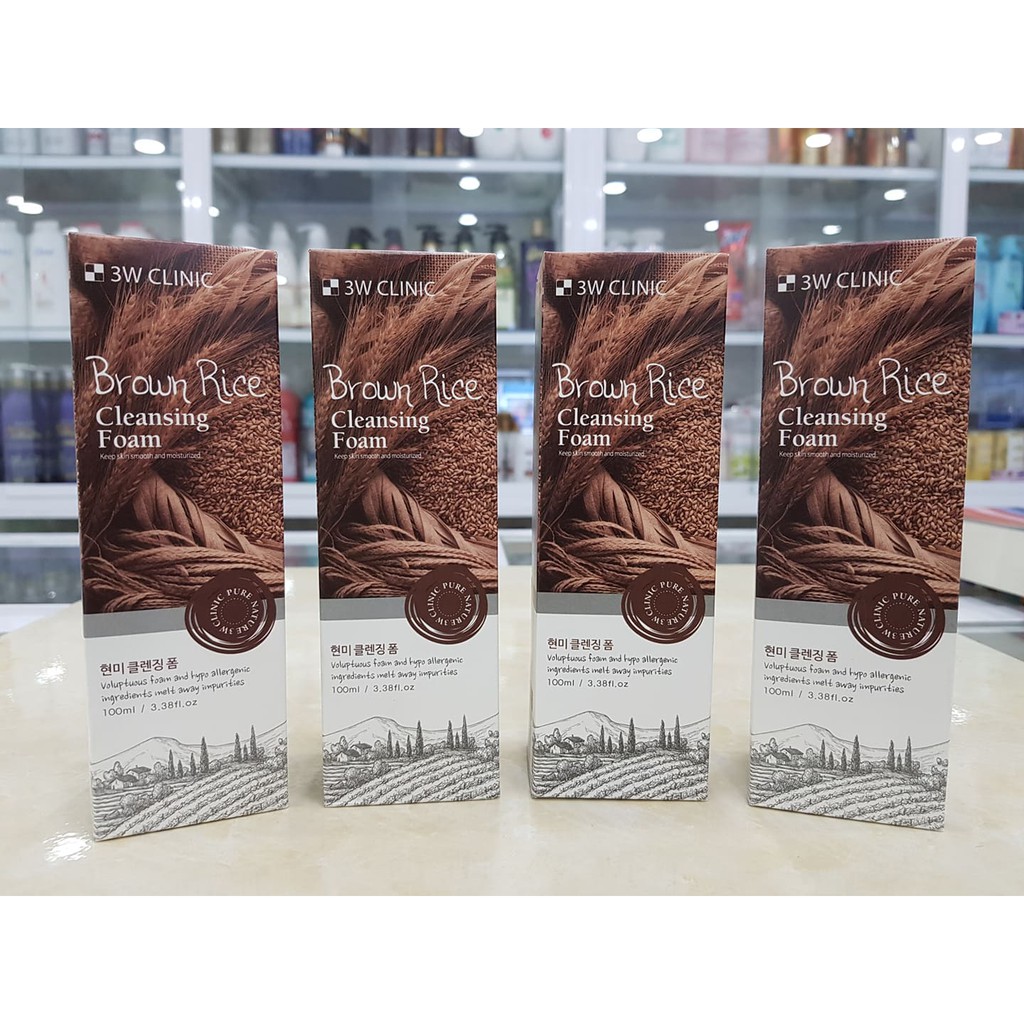 COMBO 4 Tuýp Sữa Rửa Mặt Gạo Nâu 3W CLINIC 100ml Hàn Quốc